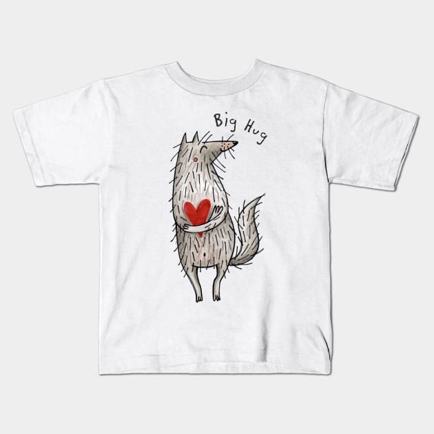 Big Hug - Little Wolf With A Big Heart  #RBSTAYCAY Kids T-Shirt by JunieMond